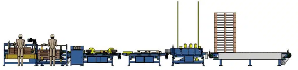 Euro Block Pallet nailing production line side view