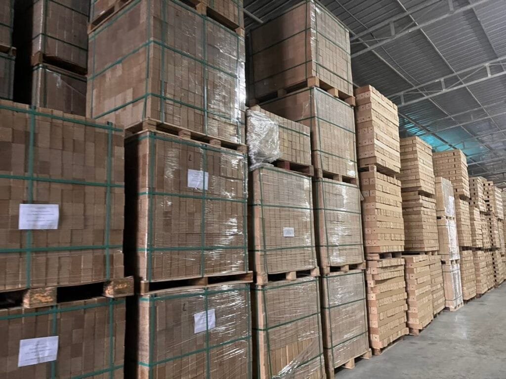euro pallet blocks in warehouse ready for delivery