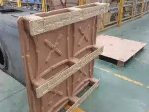 flat surface presswood pallet with 3 runners on the bottom feet