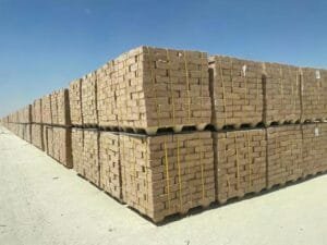 presswood pallet were used to load bricks in middle east market