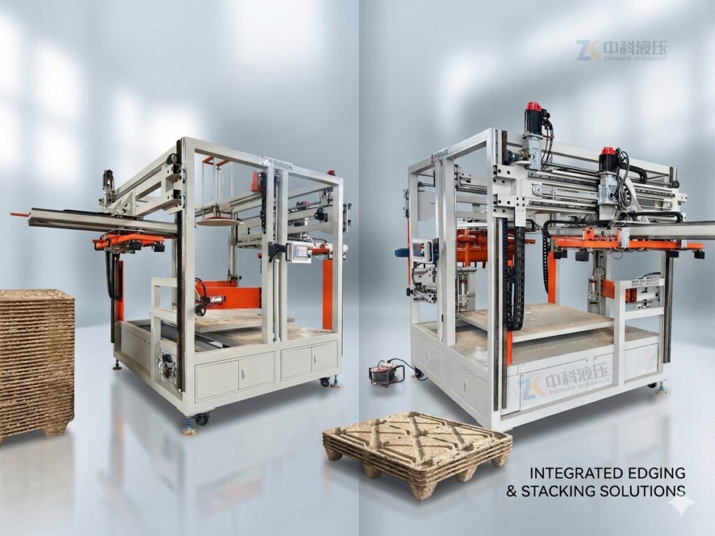 Pressed pallet edge cleaning machine