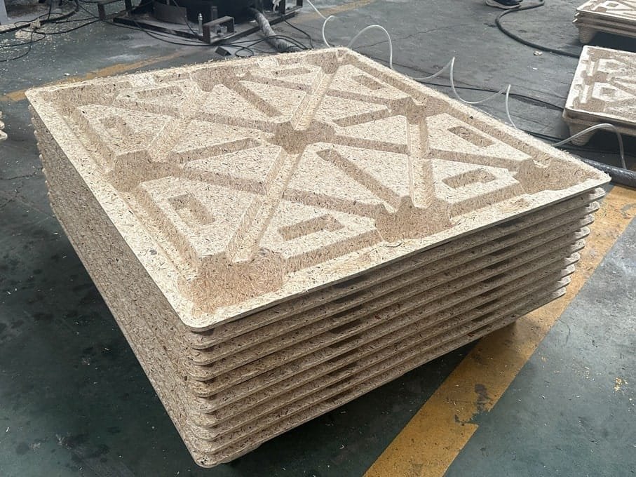 stacked molded pallets ready for packing