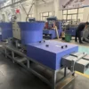 pallet block machine with 2 heads and round hopper blue color